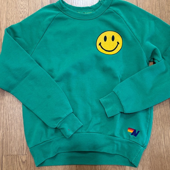 Aviator nation green smiley sweatshirt size xs - Picture 2 of 2